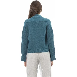 Teal Merino Wool Women Cardigan