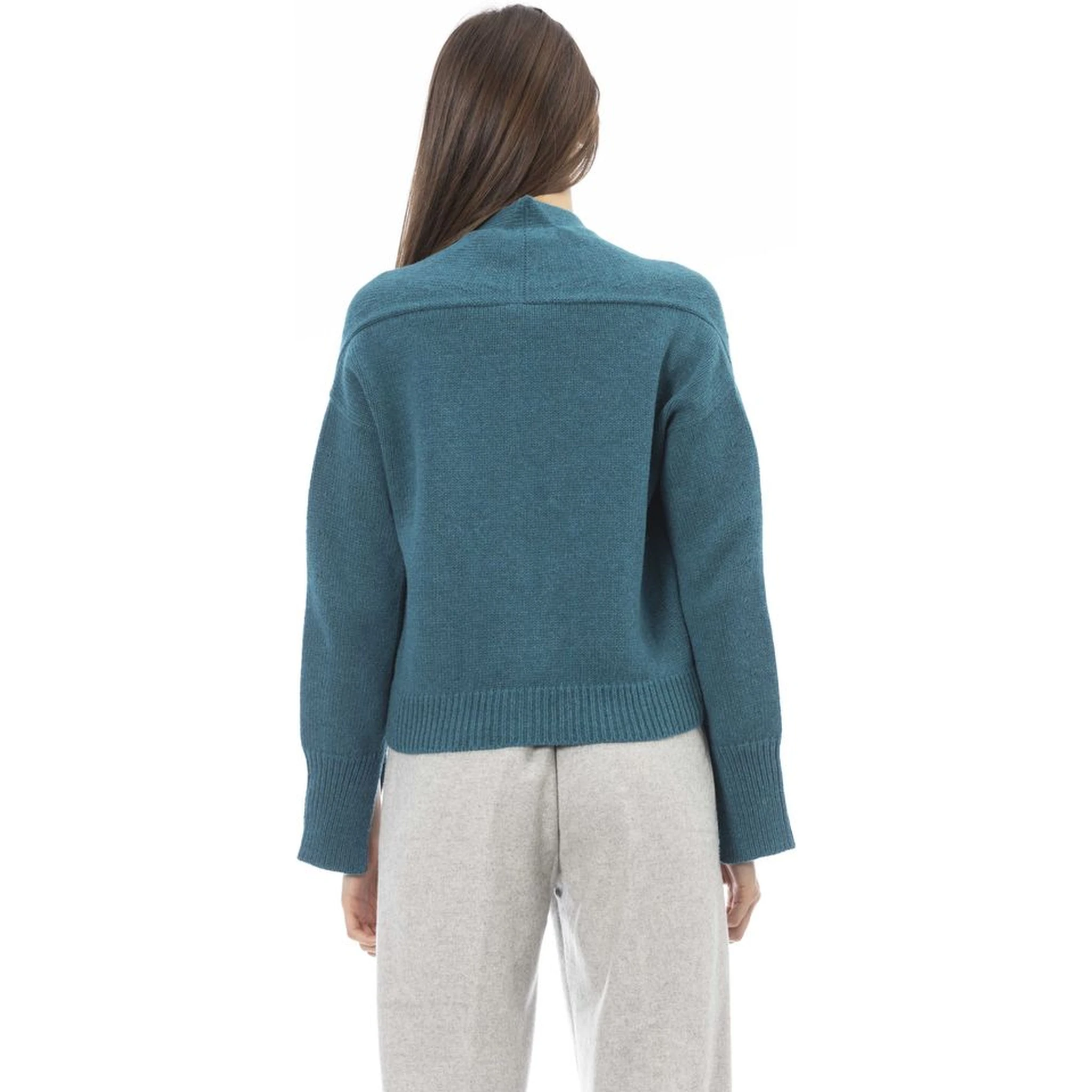 Teal Merino Wool Women Cardigan