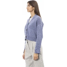 Light Blue Merino Wool Women Cardigan