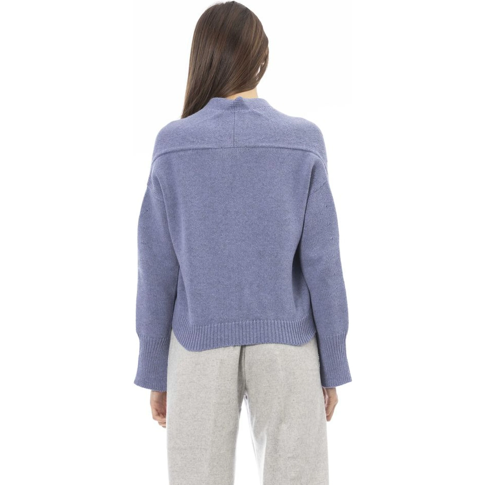 Light Blue Merino Wool Women Cardigan