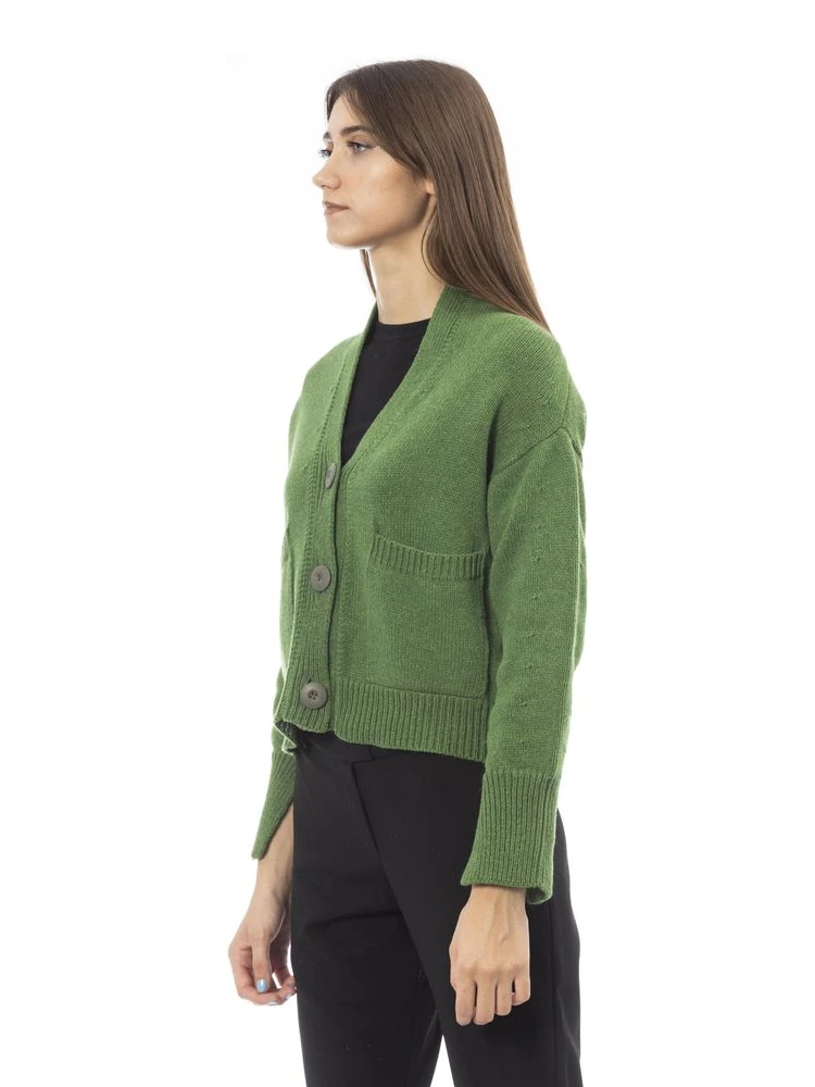 Green Merino Wool Women Cardigan alternative