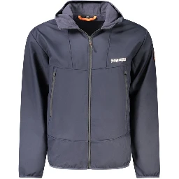 Blue Polyester Men Jacket