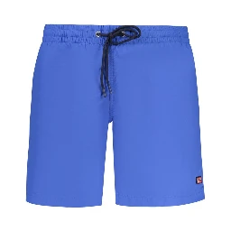 Blue Polyamide Men's Swim Boxer
