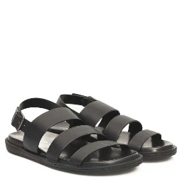 Black Cowhide Men Sandal