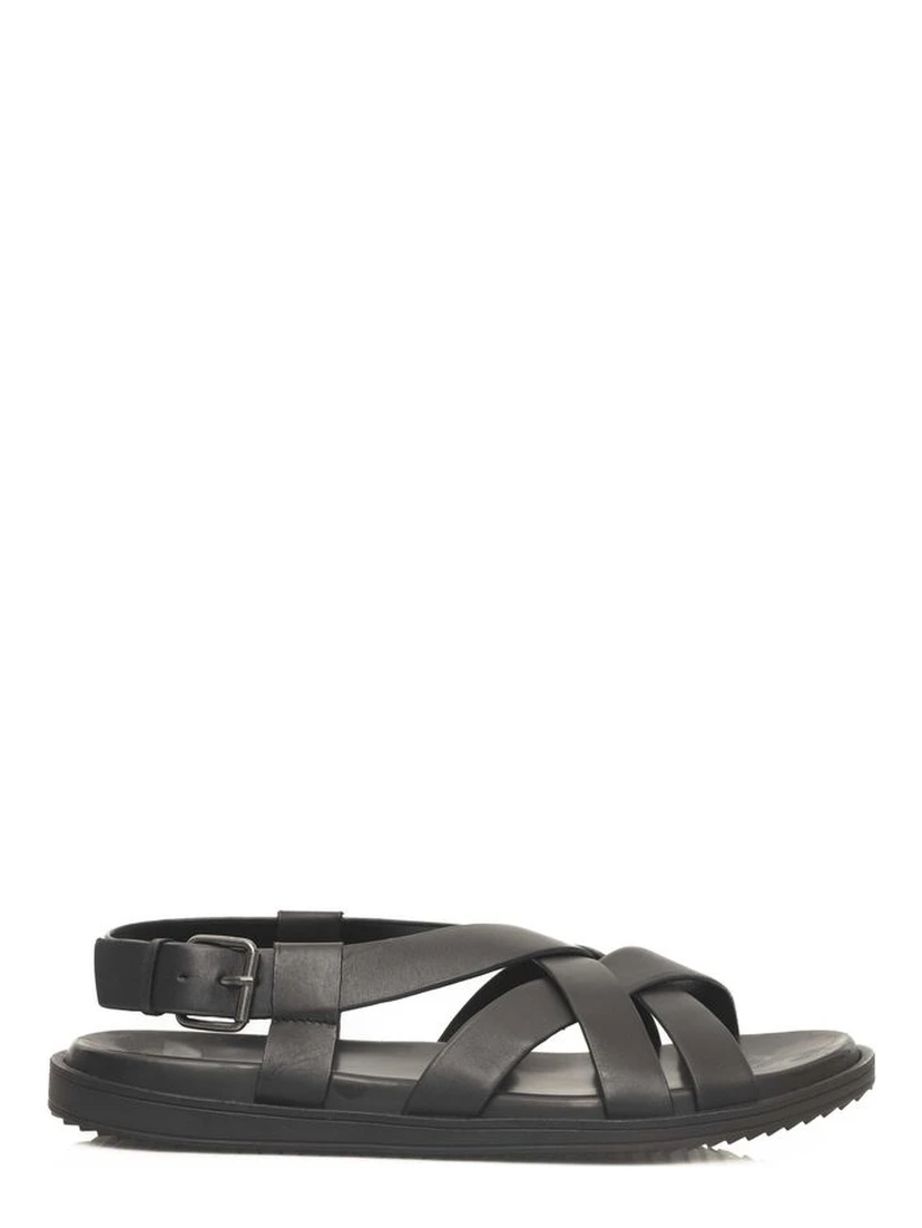 Black Leather Men Sandal