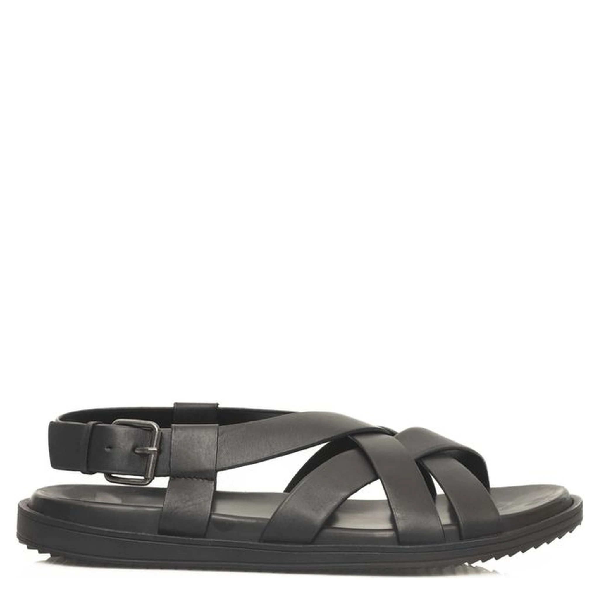 Black Leather Men Sandal