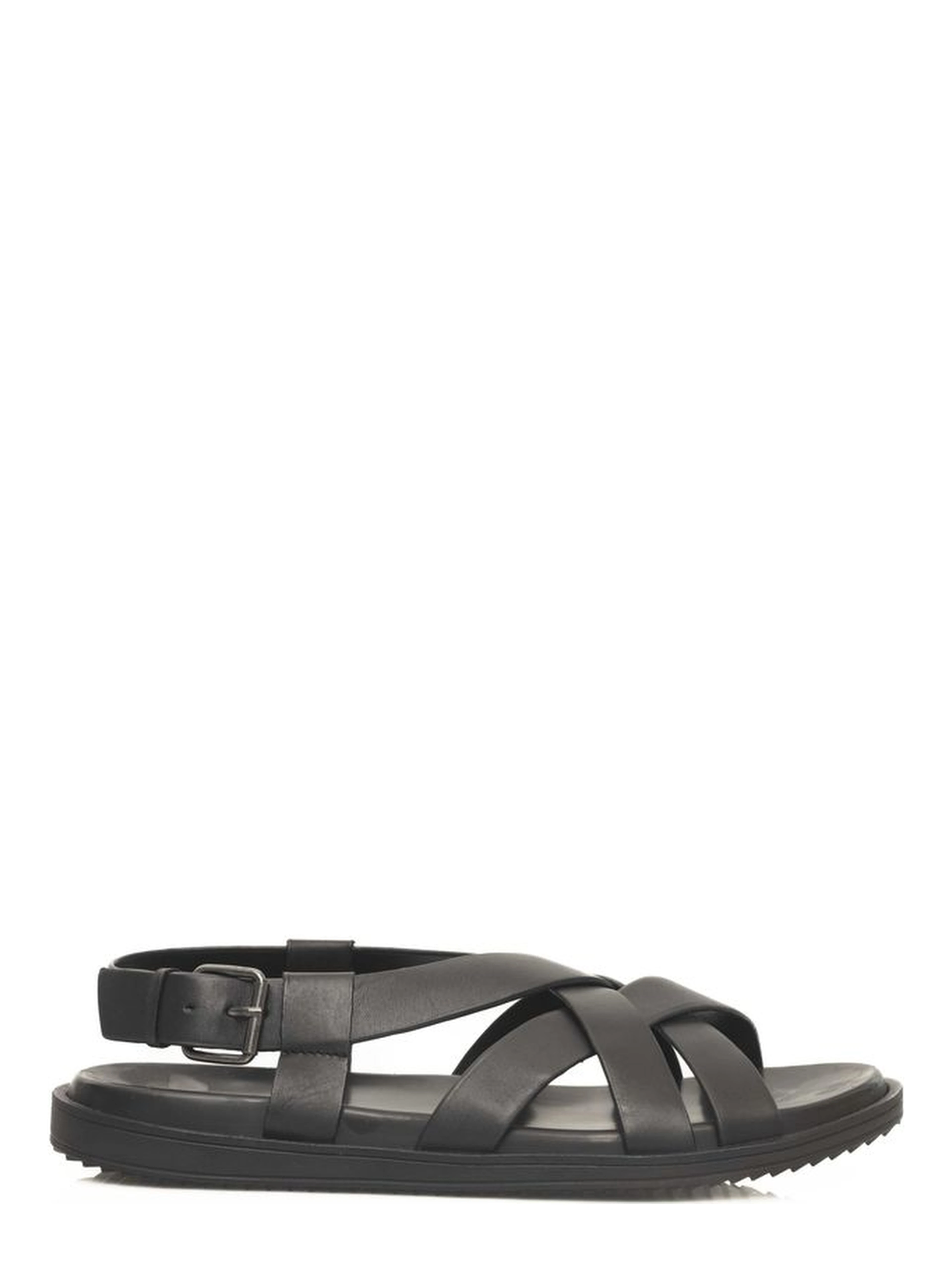 Black Leather Men Sandal