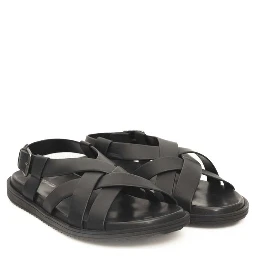 Black Leather Men Sandal
