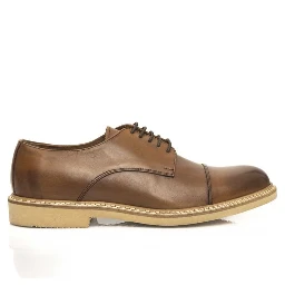 Brown Calfskin Men Derby Shoe