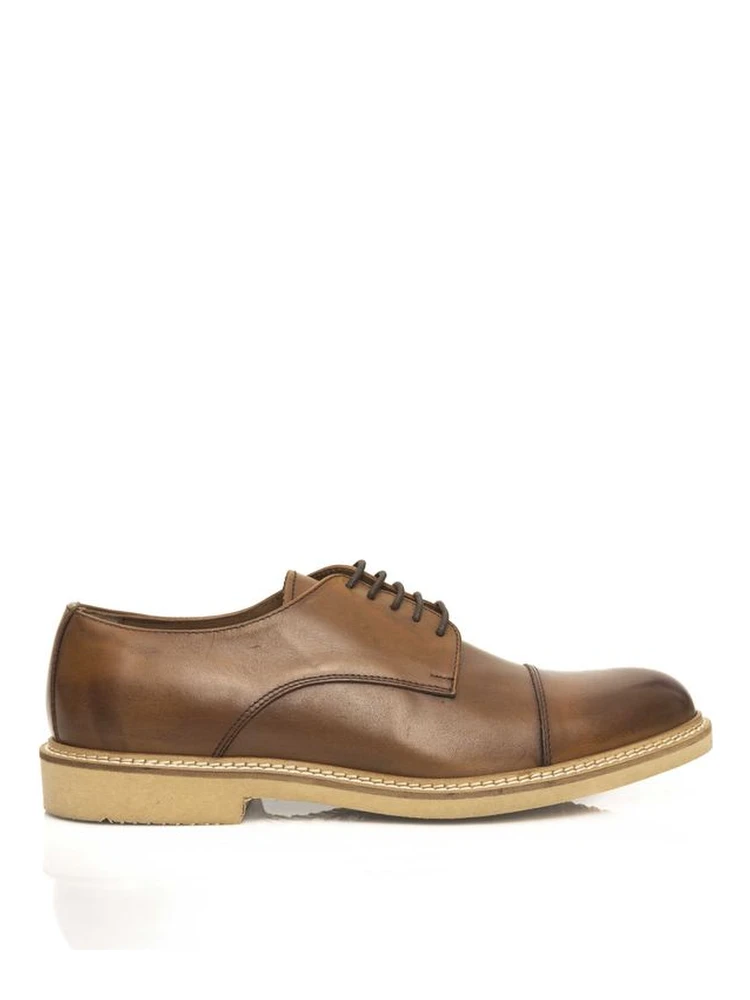 Brown Calfskin Men Derby Shoe