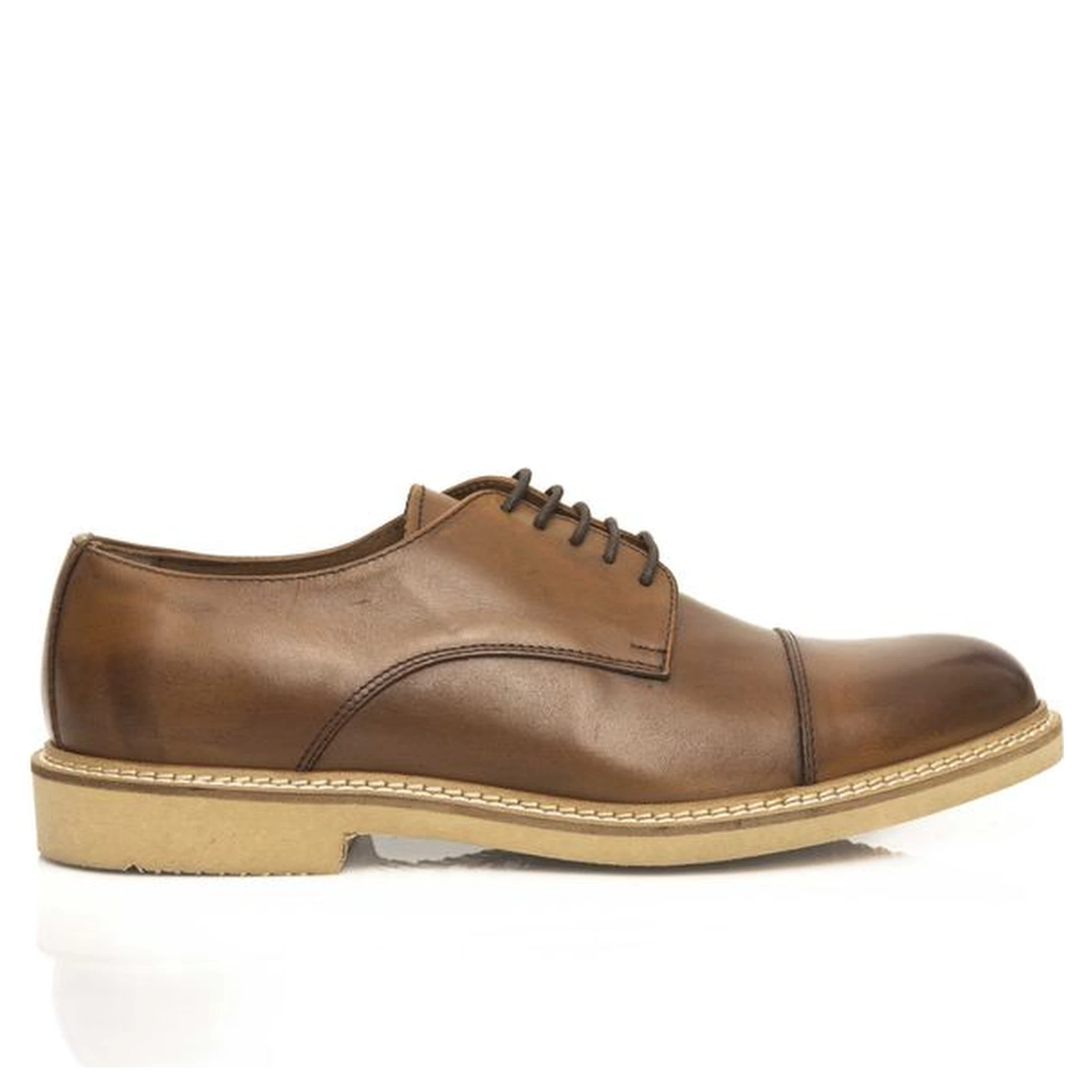 Brown Calfskin Men Derby Shoe