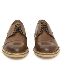 Brown Calfskin Men Derby Shoe