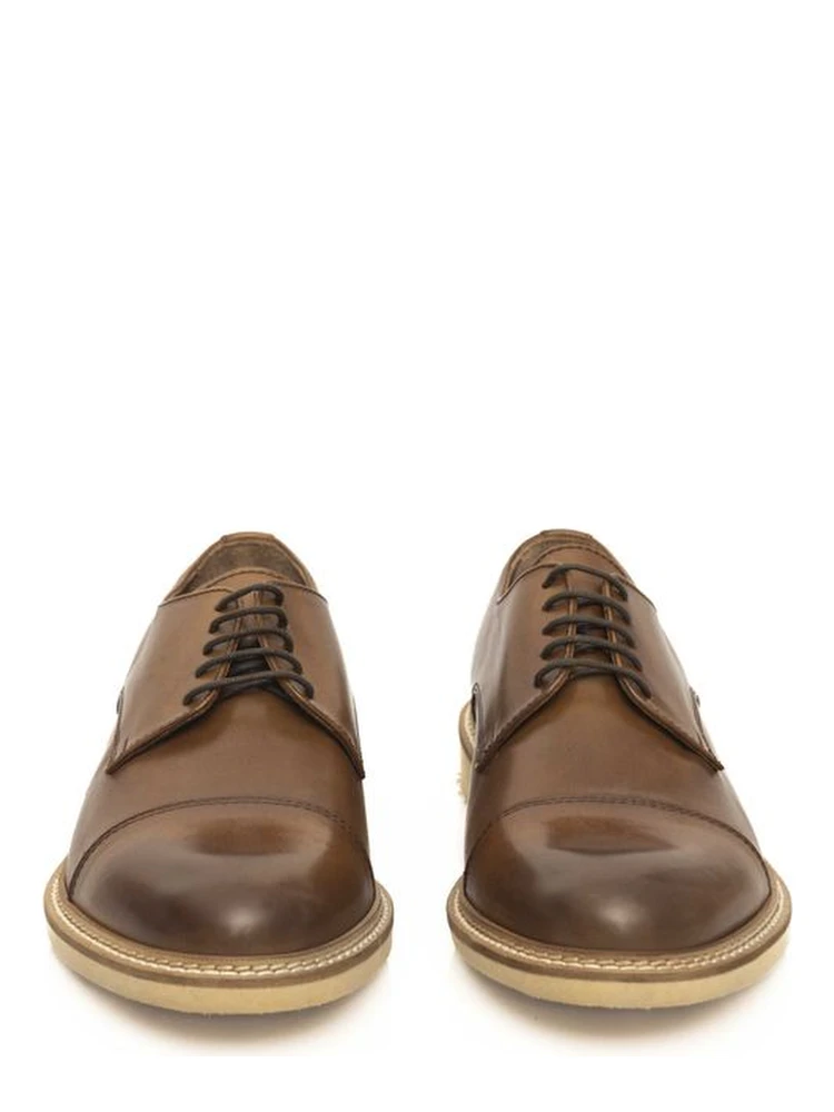 Brown Calfskin Men Derby Shoe alternative