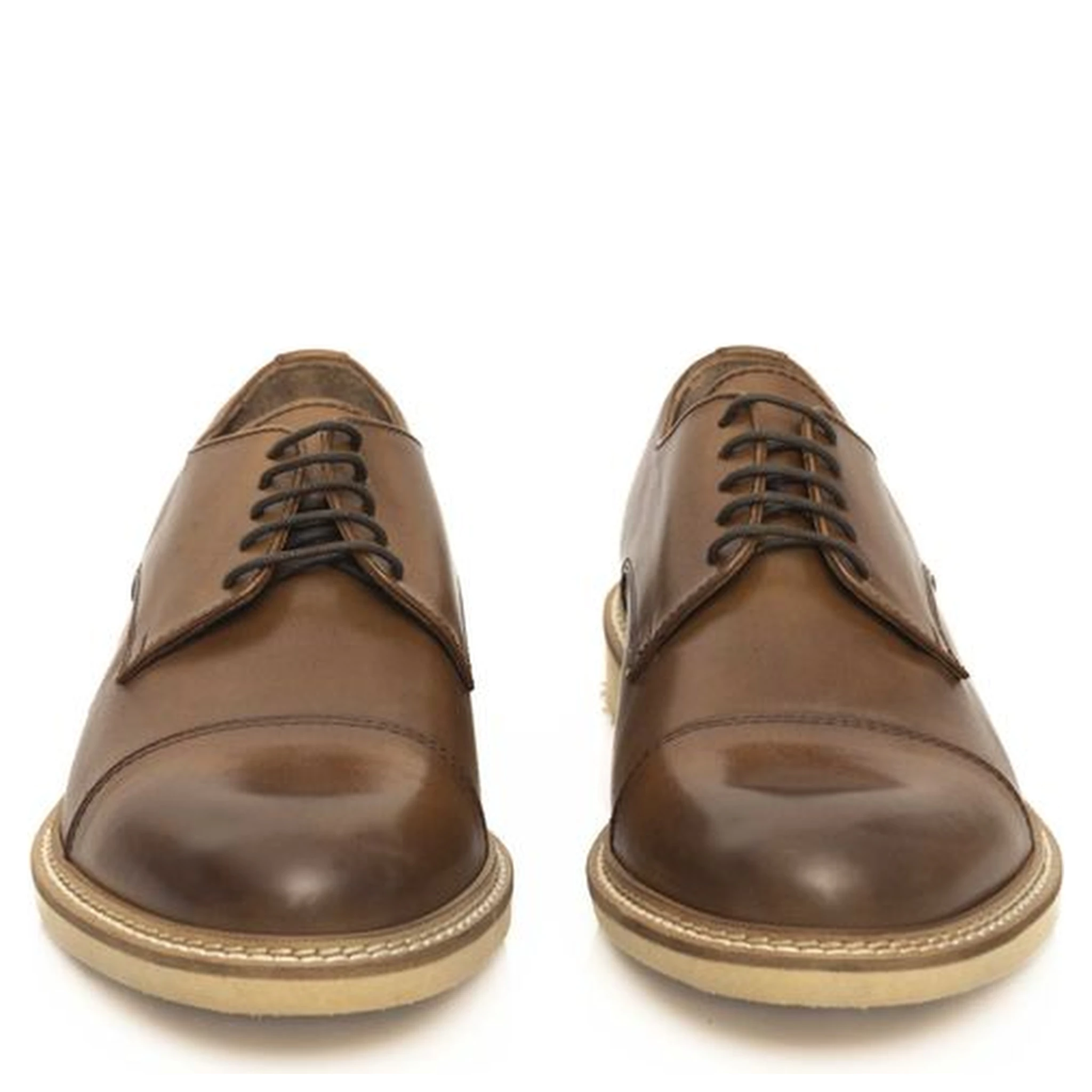 Brown Calfskin Men Derby Shoe