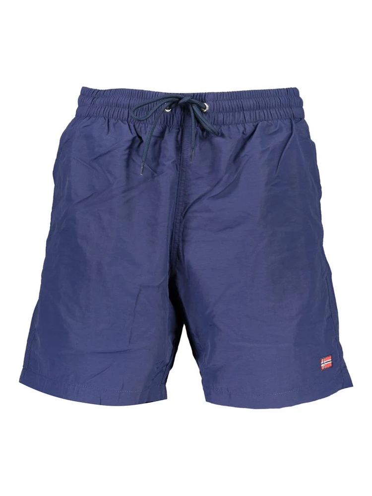 Blue Polyamide Men's Swim Boxer