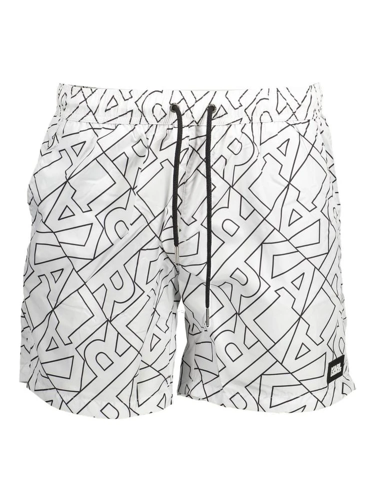 White Polyester Men's Swim Boxer