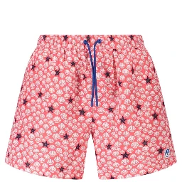 Red Polyester Men's Swim Boxer