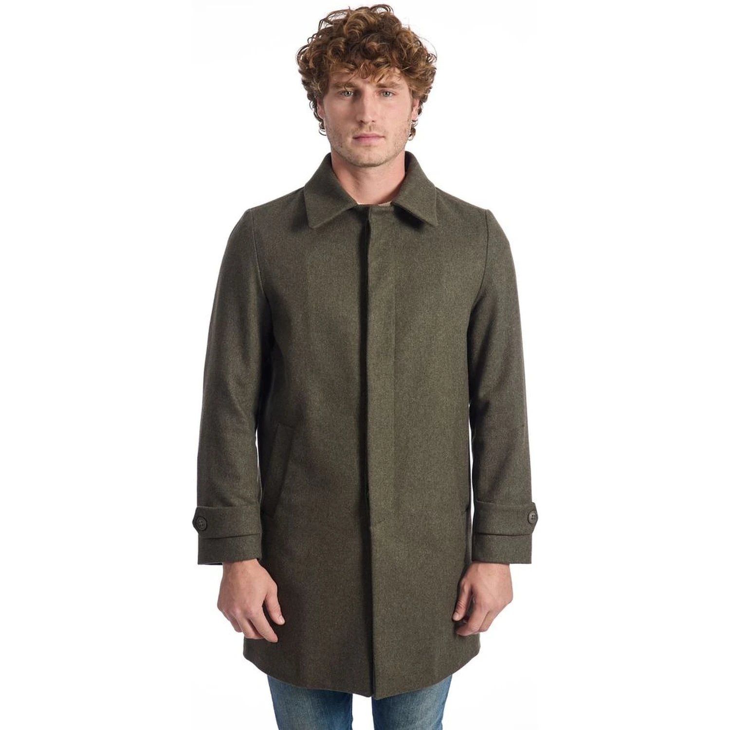 Green Wool Men Jacket