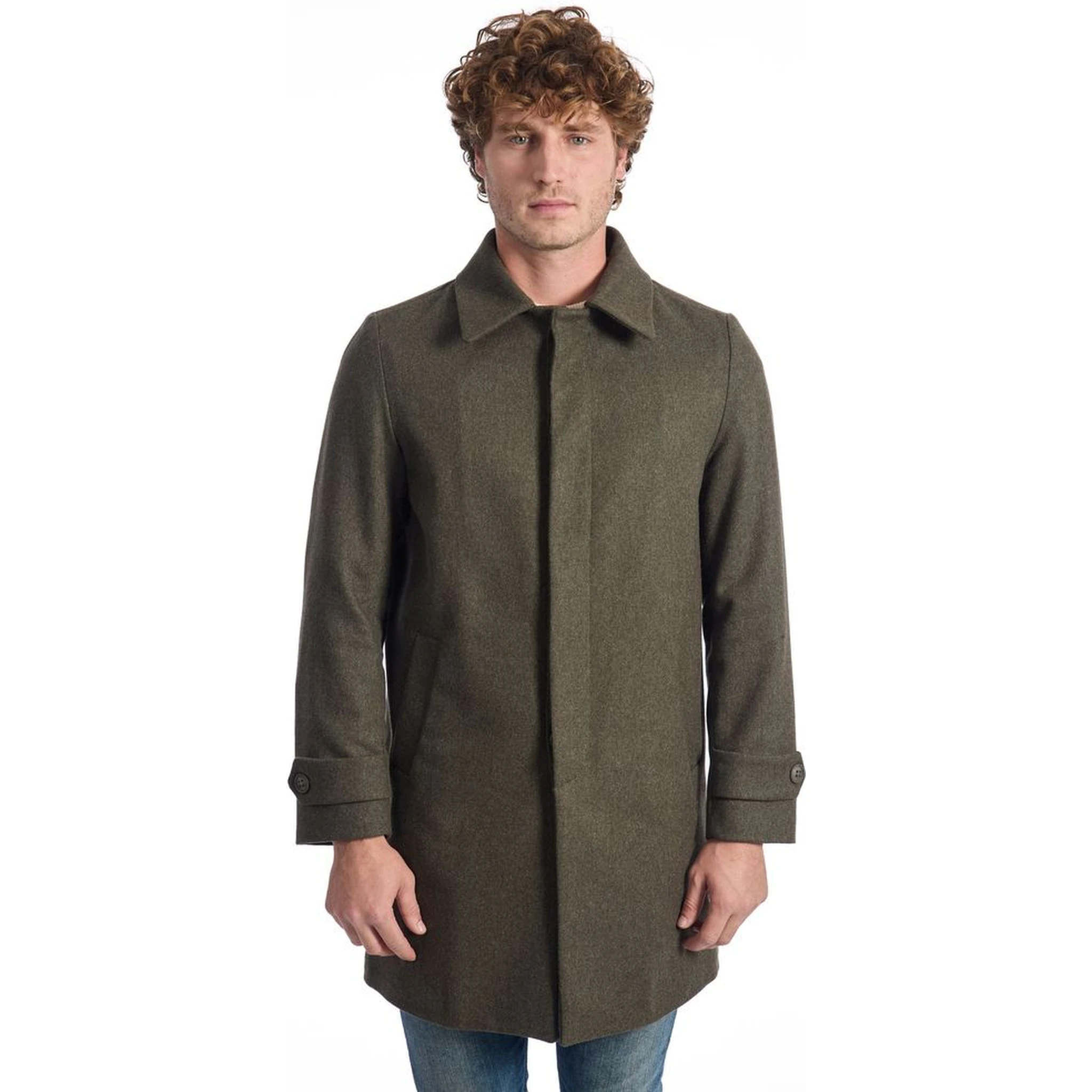 Green Wool Men Jacket