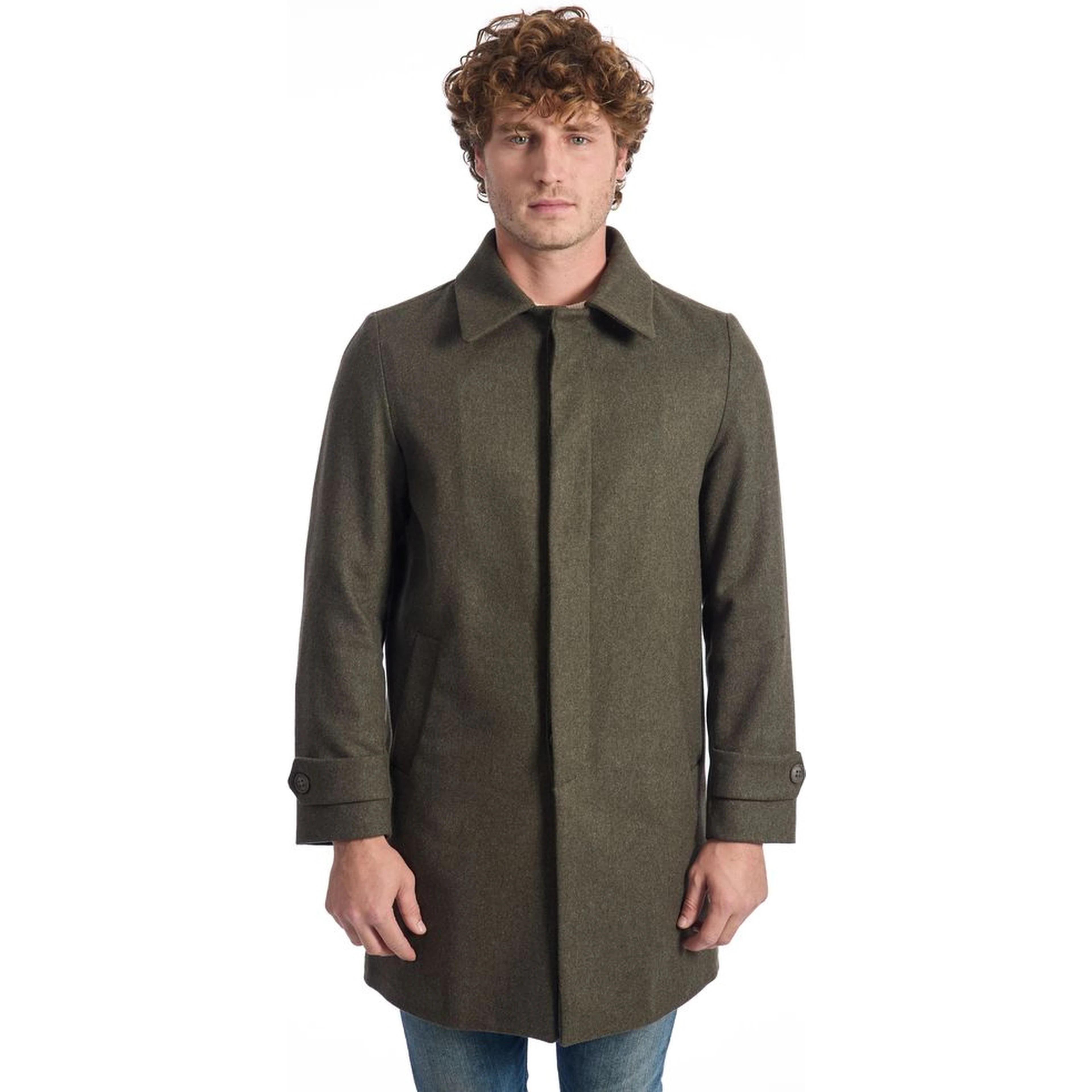 Green Wool Men Jacket