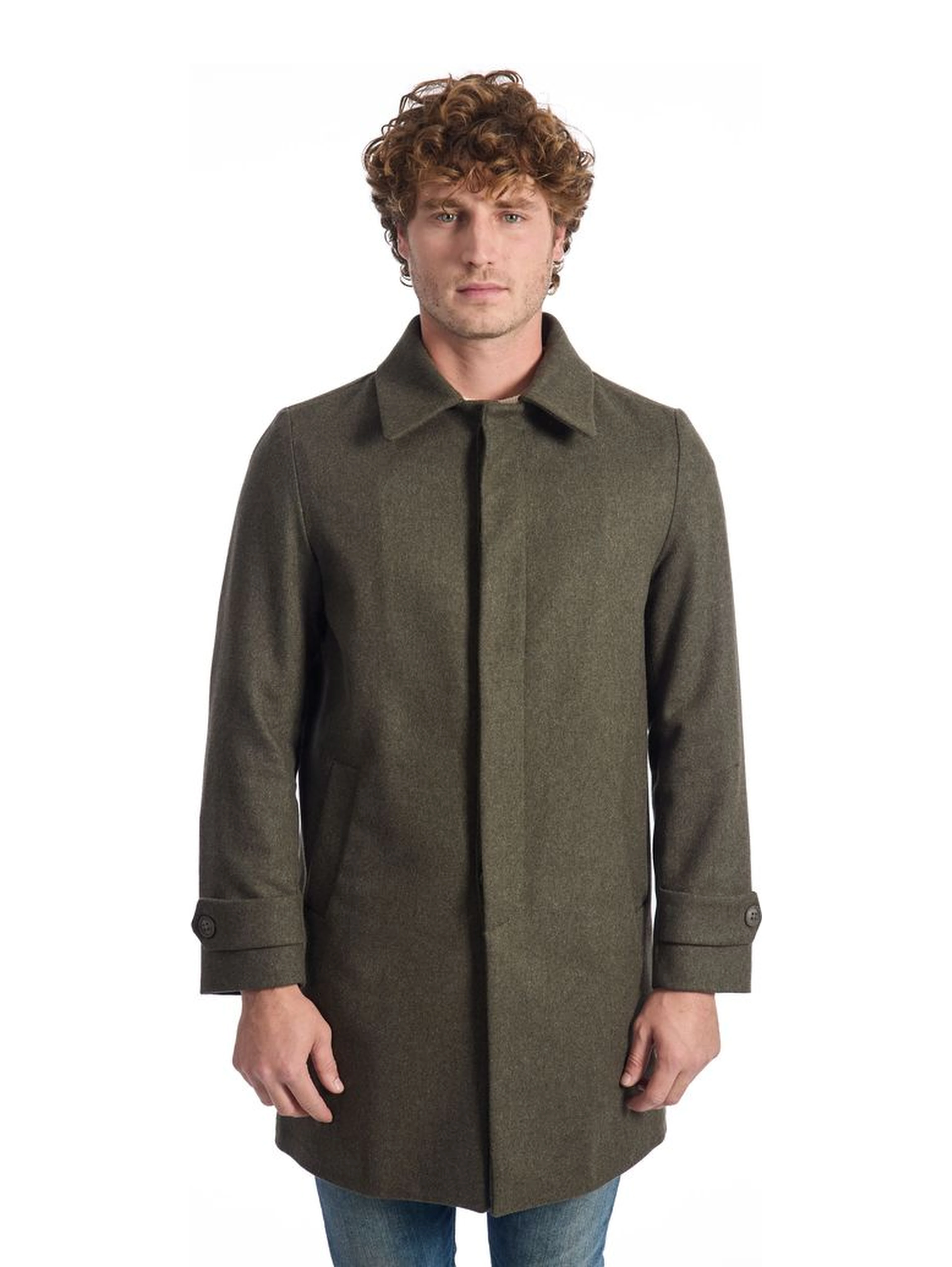 Green Wool Men Jacket