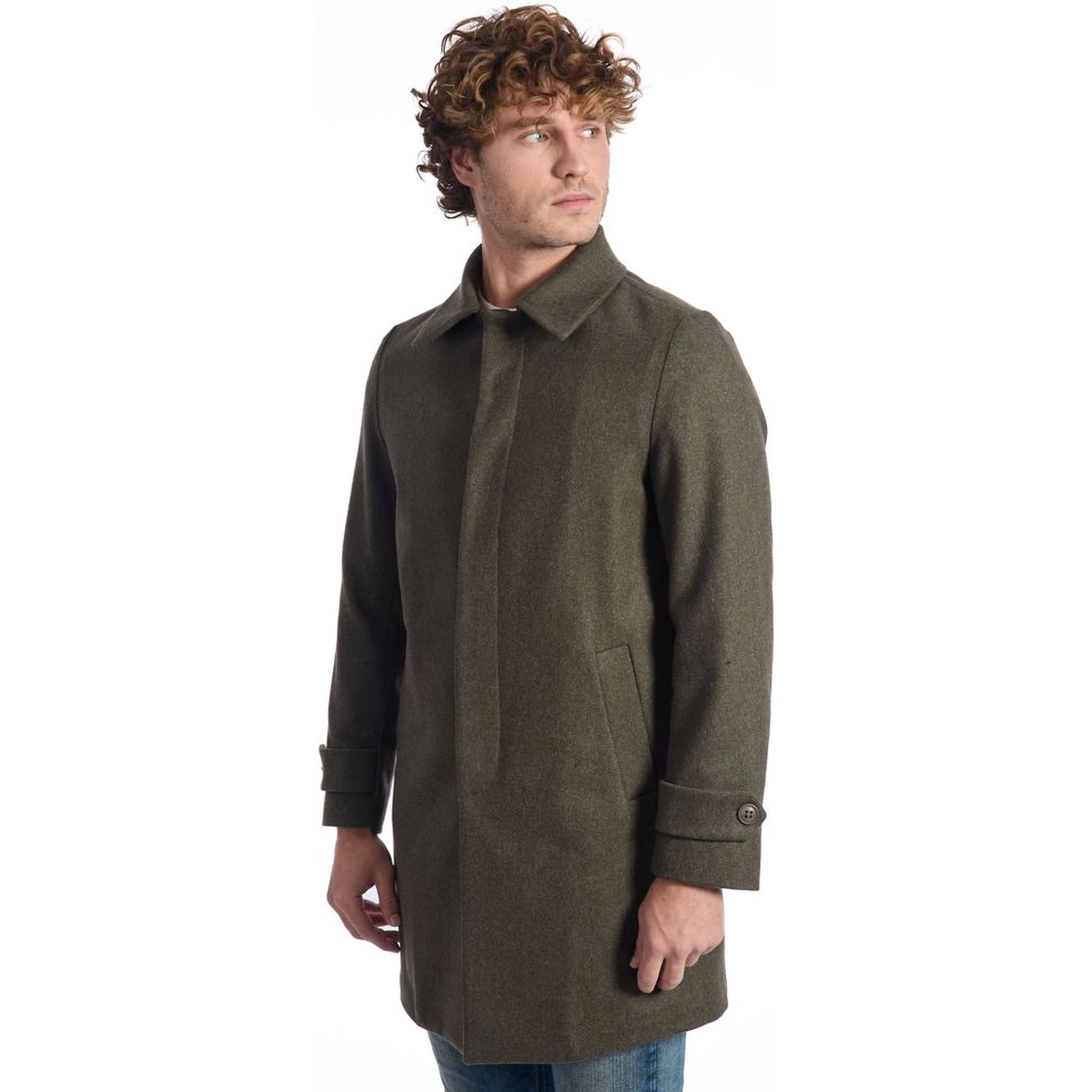 Green Wool Men Jacket