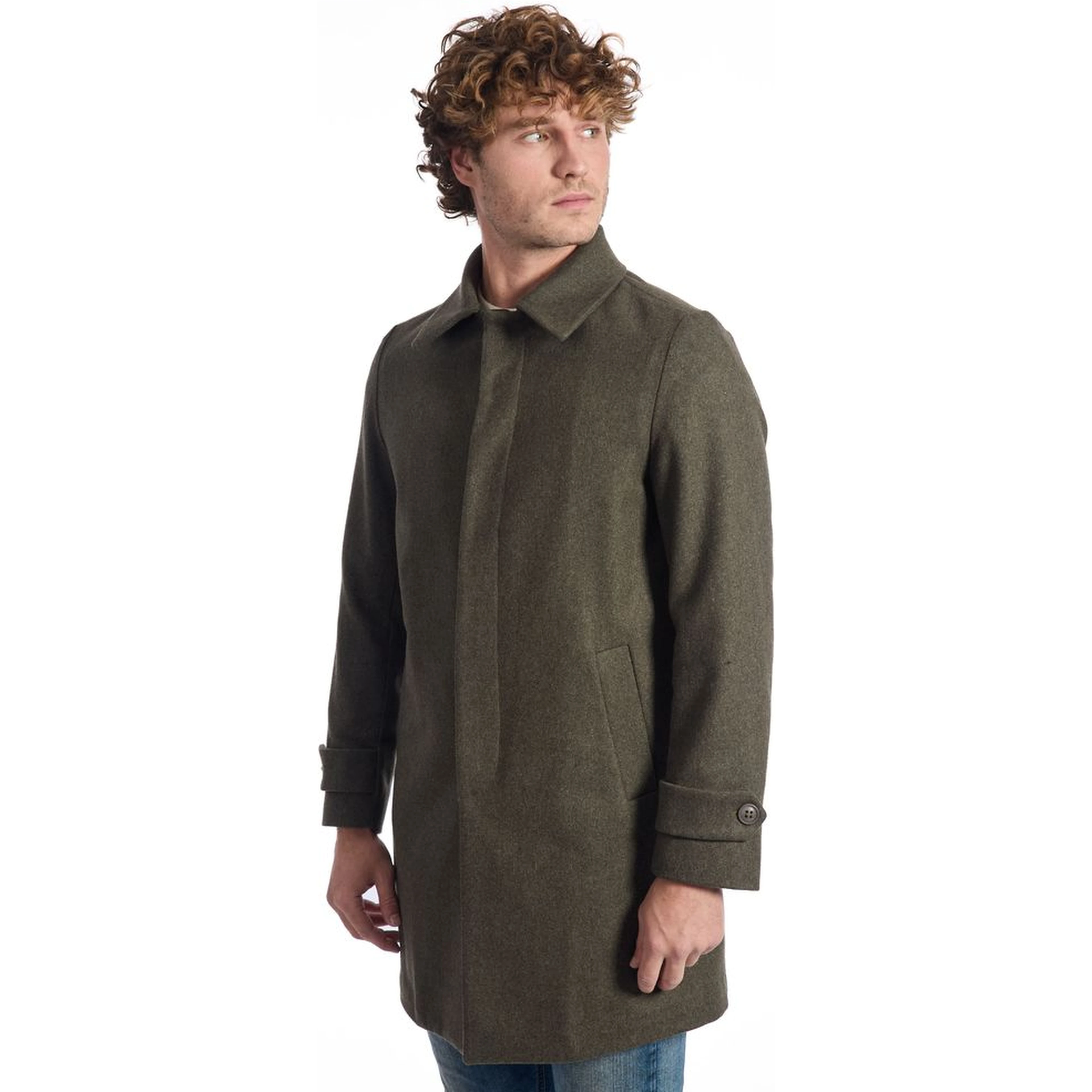 Green Wool Men Jacket