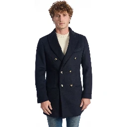 Blue Wool Men Jacket