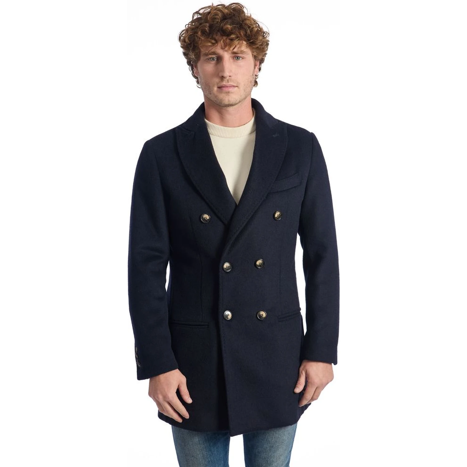 Blue Wool Men Jacket