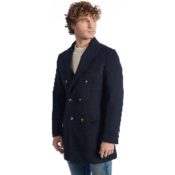 Blue Wool Men Jacket