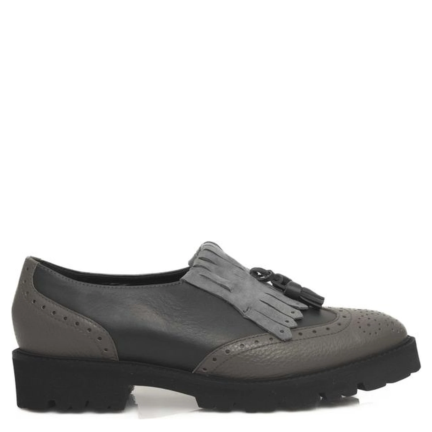 Gray Cowhide Women Loafer