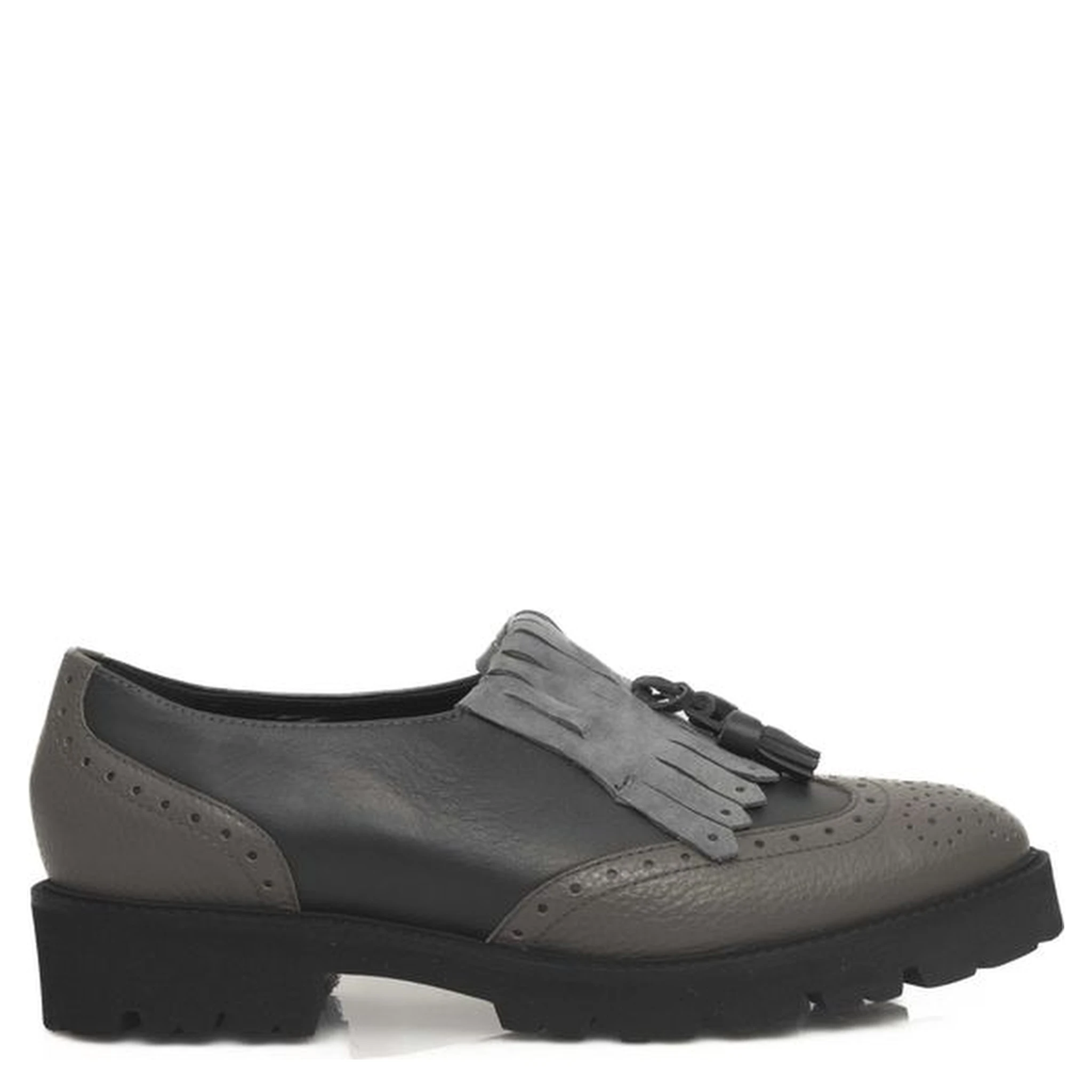 Gray Cowhide Women Loafer