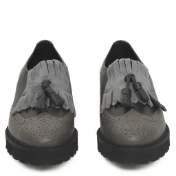 Gray Cowhide Women Loafer