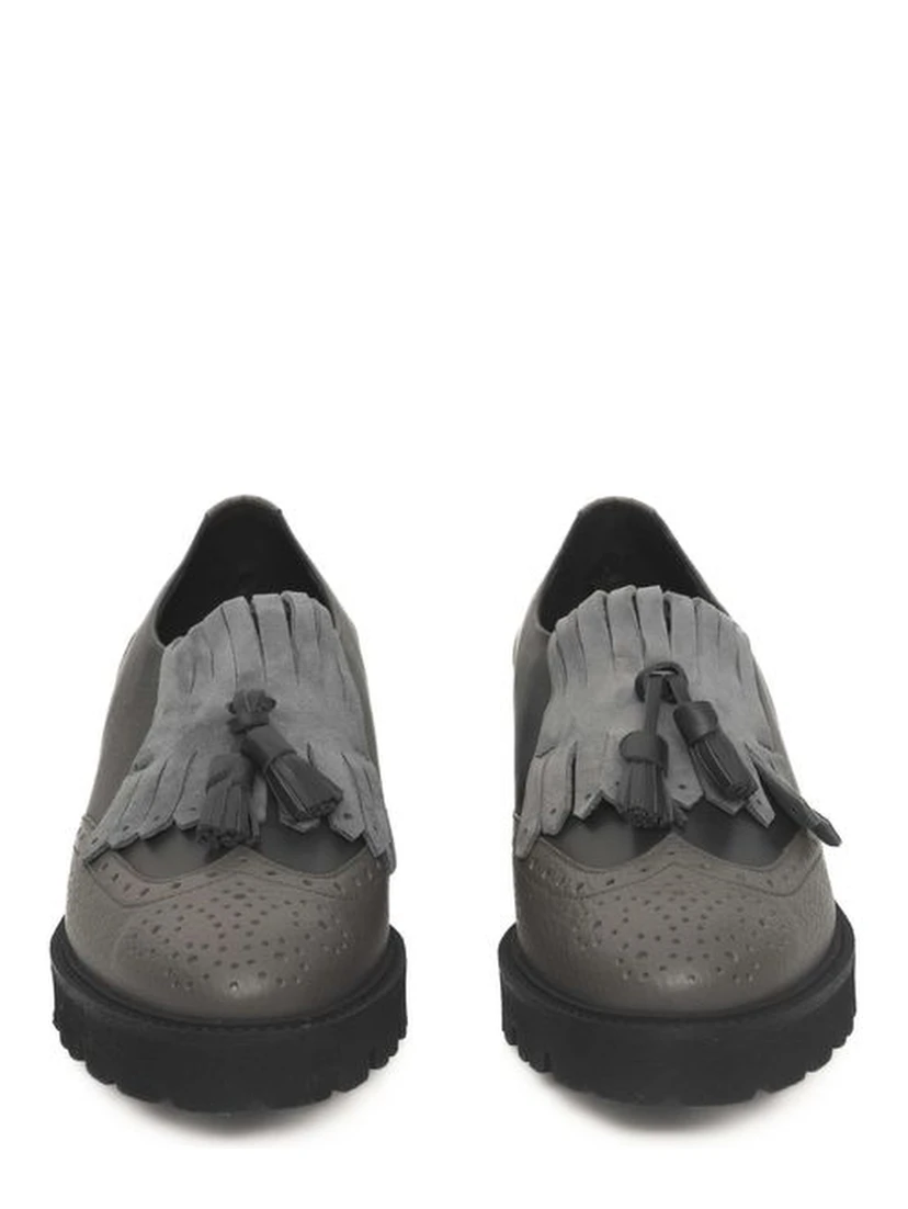 Gray Cowhide Women Loafer