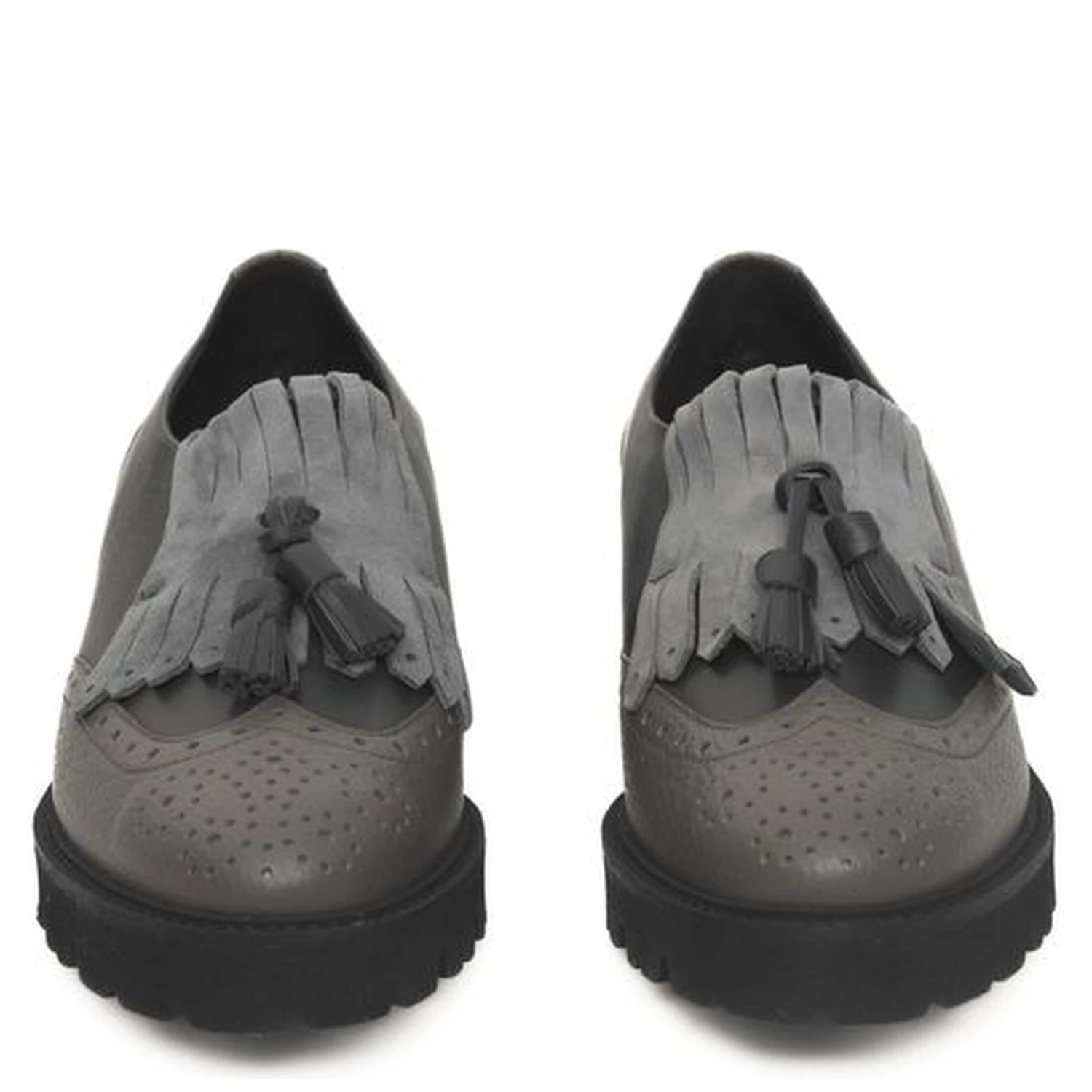 Gray Cowhide Women Loafer