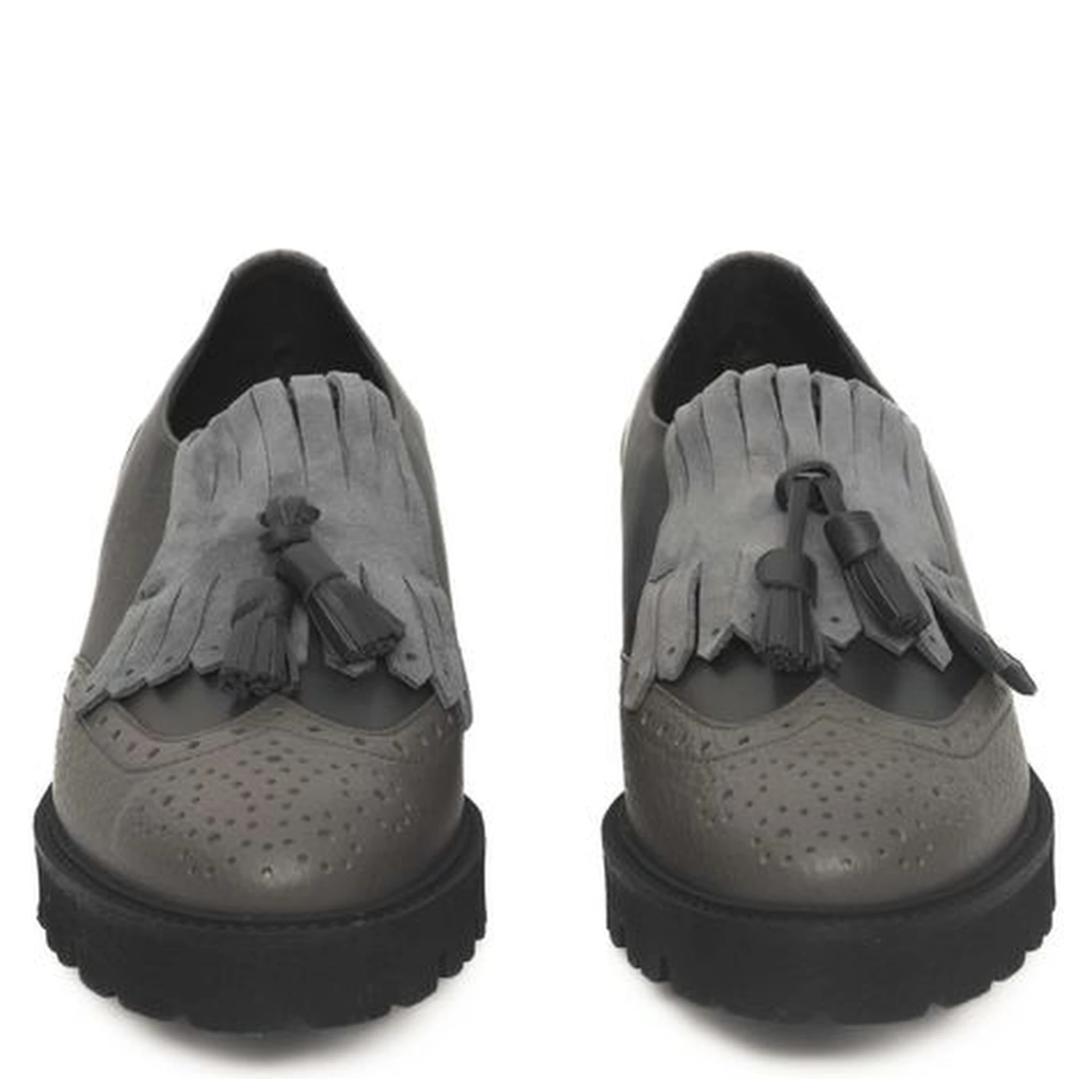Gray Cowhide Women Loafer