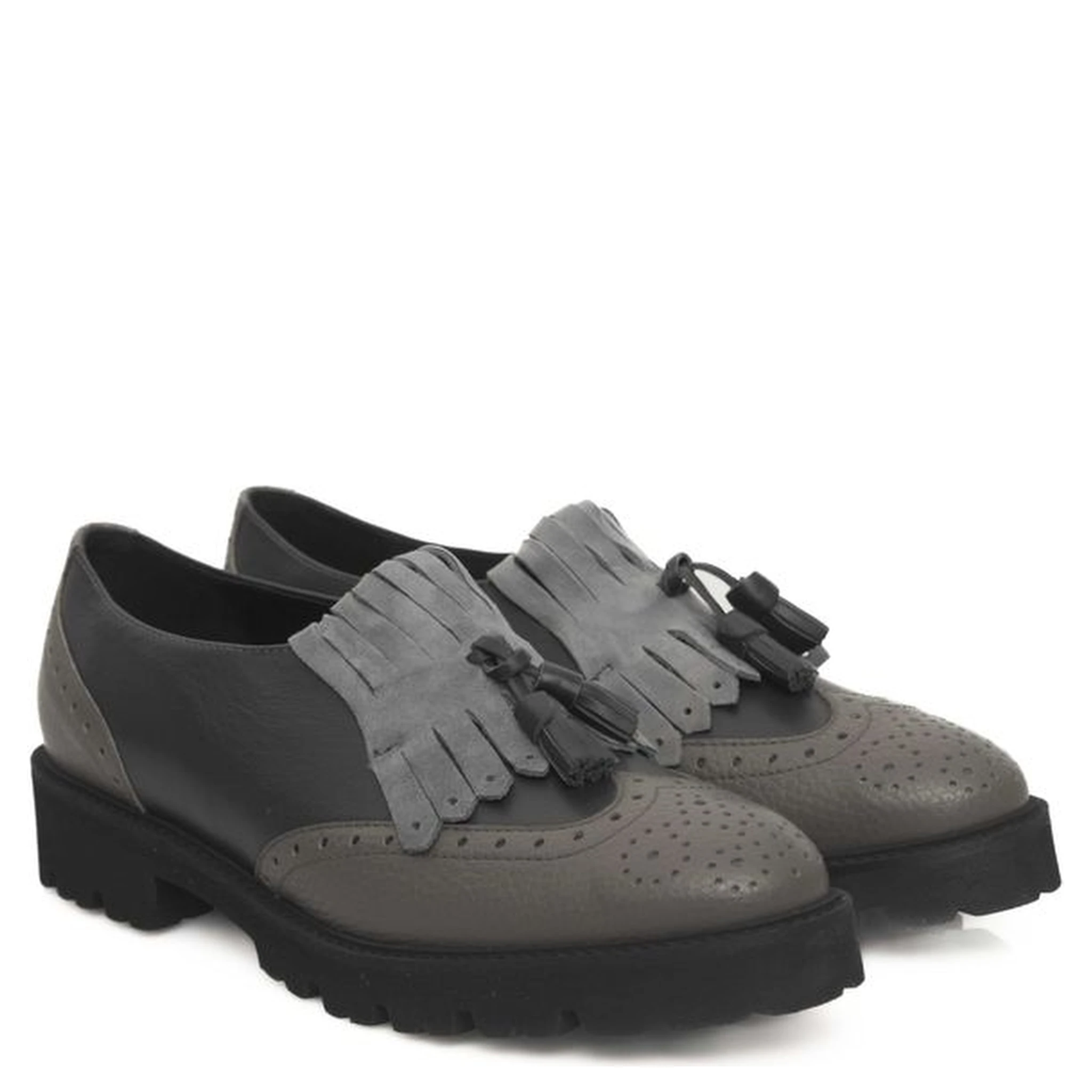 Gray Cowhide Women Loafer