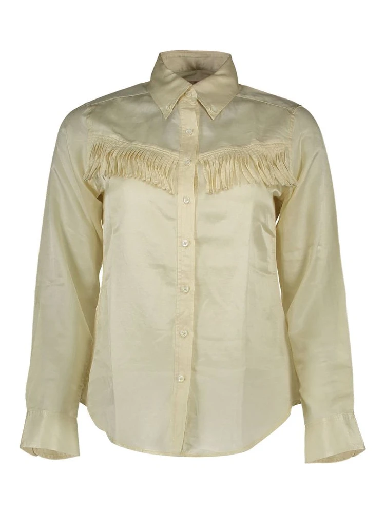 Beige Cotton Women Shirt