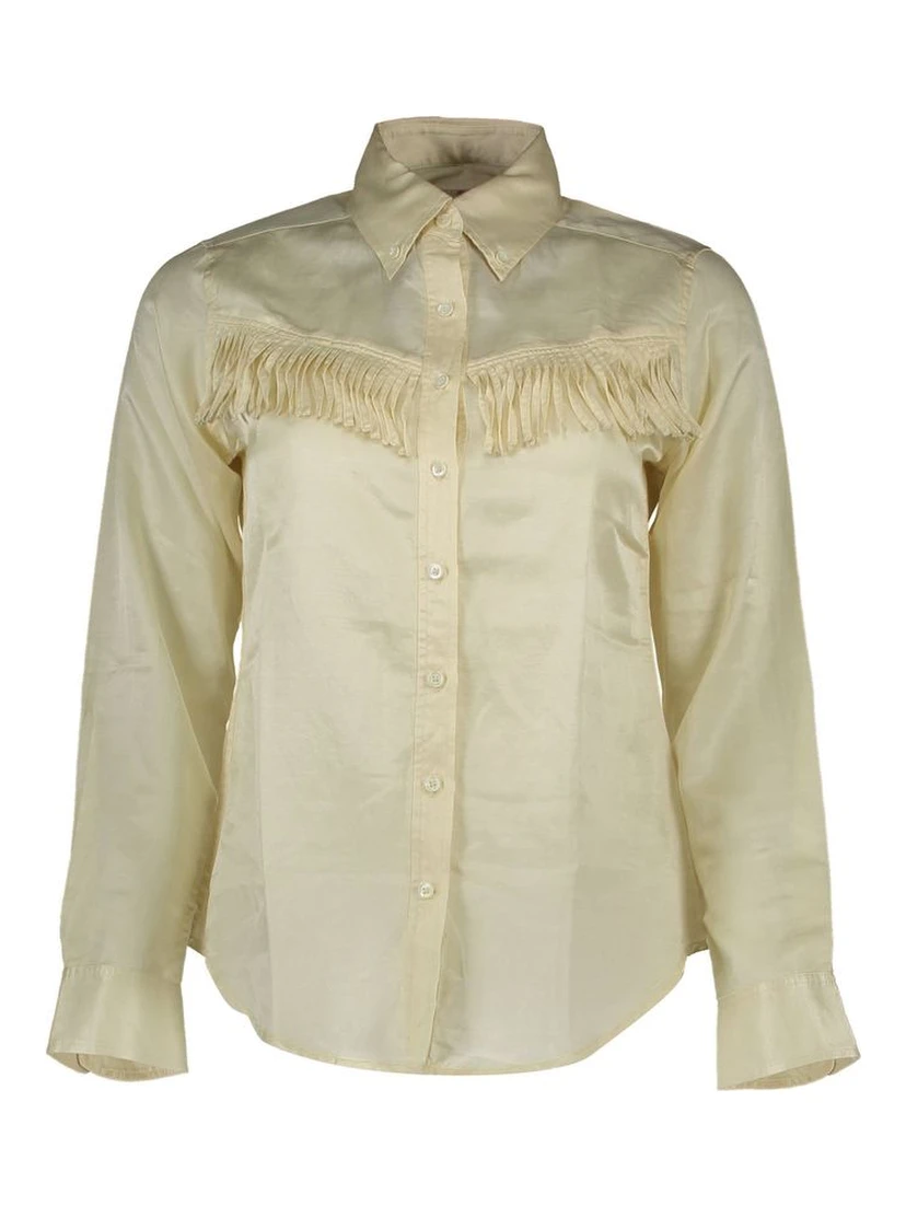 Beige Cotton Women Shirt