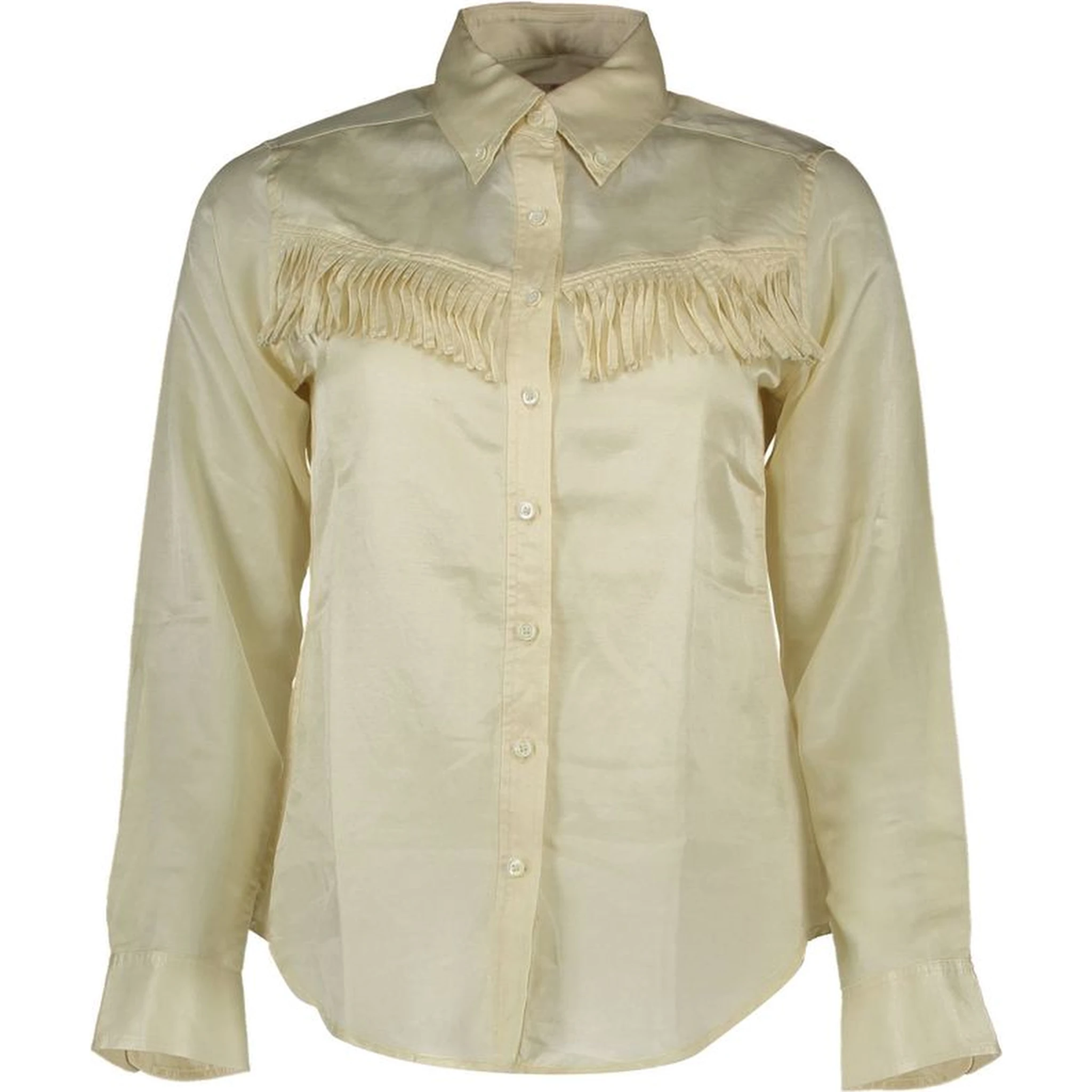 Beige Cotton Women Shirt