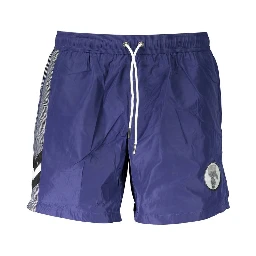 Blue Polyester Men's Swim Trunk