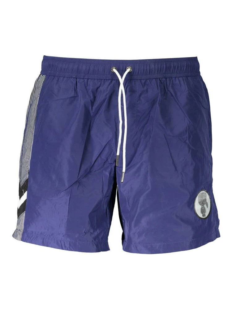Blue Polyester Men's Swim Trunk