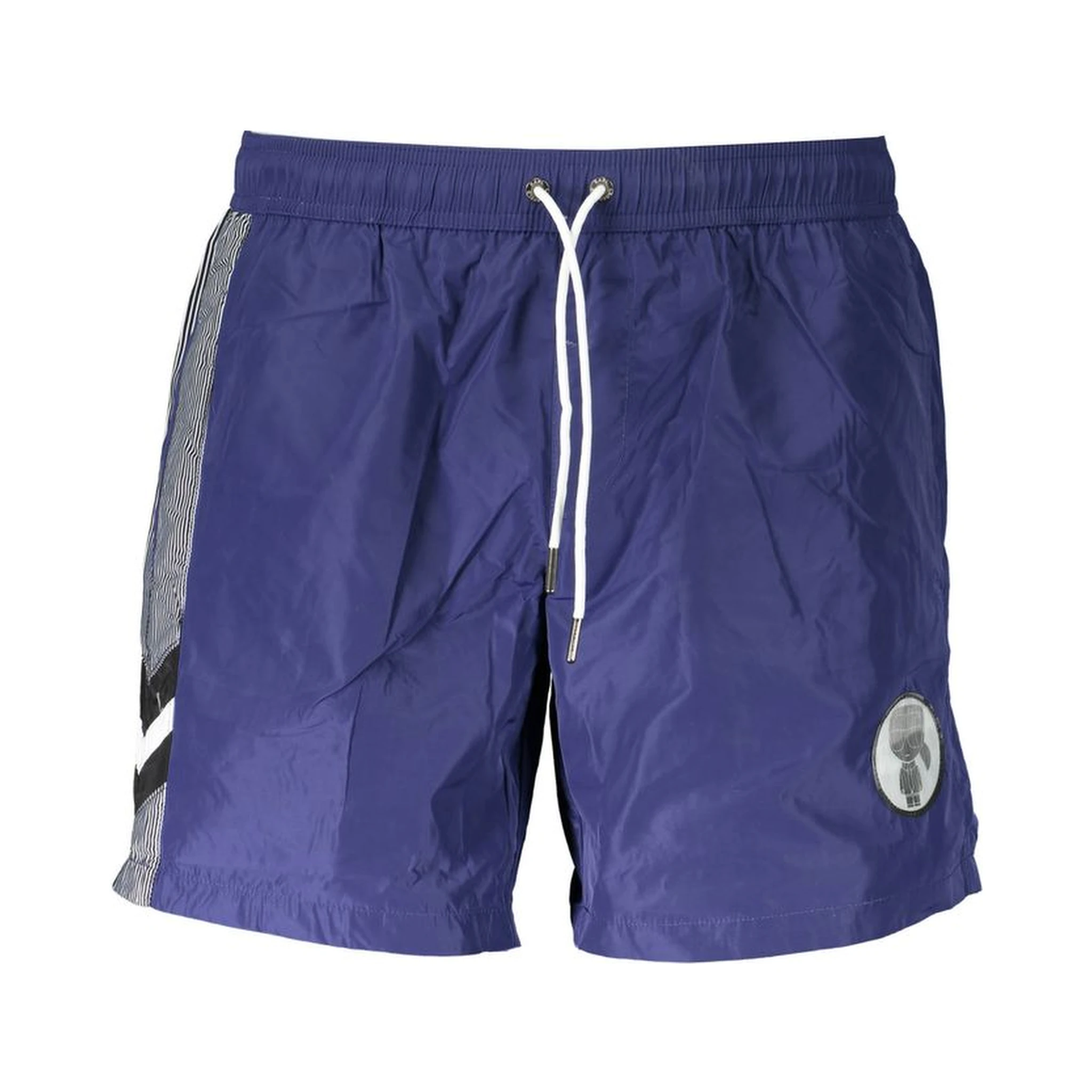 Blue Polyester Men's Swim Trunk