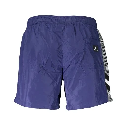 Blue Polyester Men's Swim Trunk