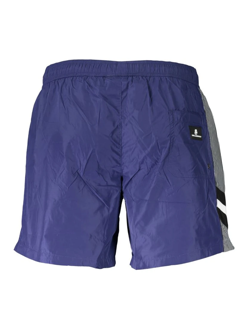 Blue Polyester Men's Swim Trunk