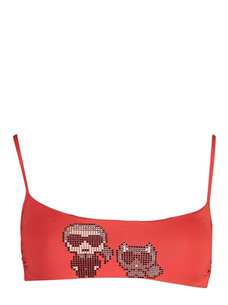 Red Elastane Swimwear