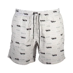 White Polyester Men's Swim Trunks