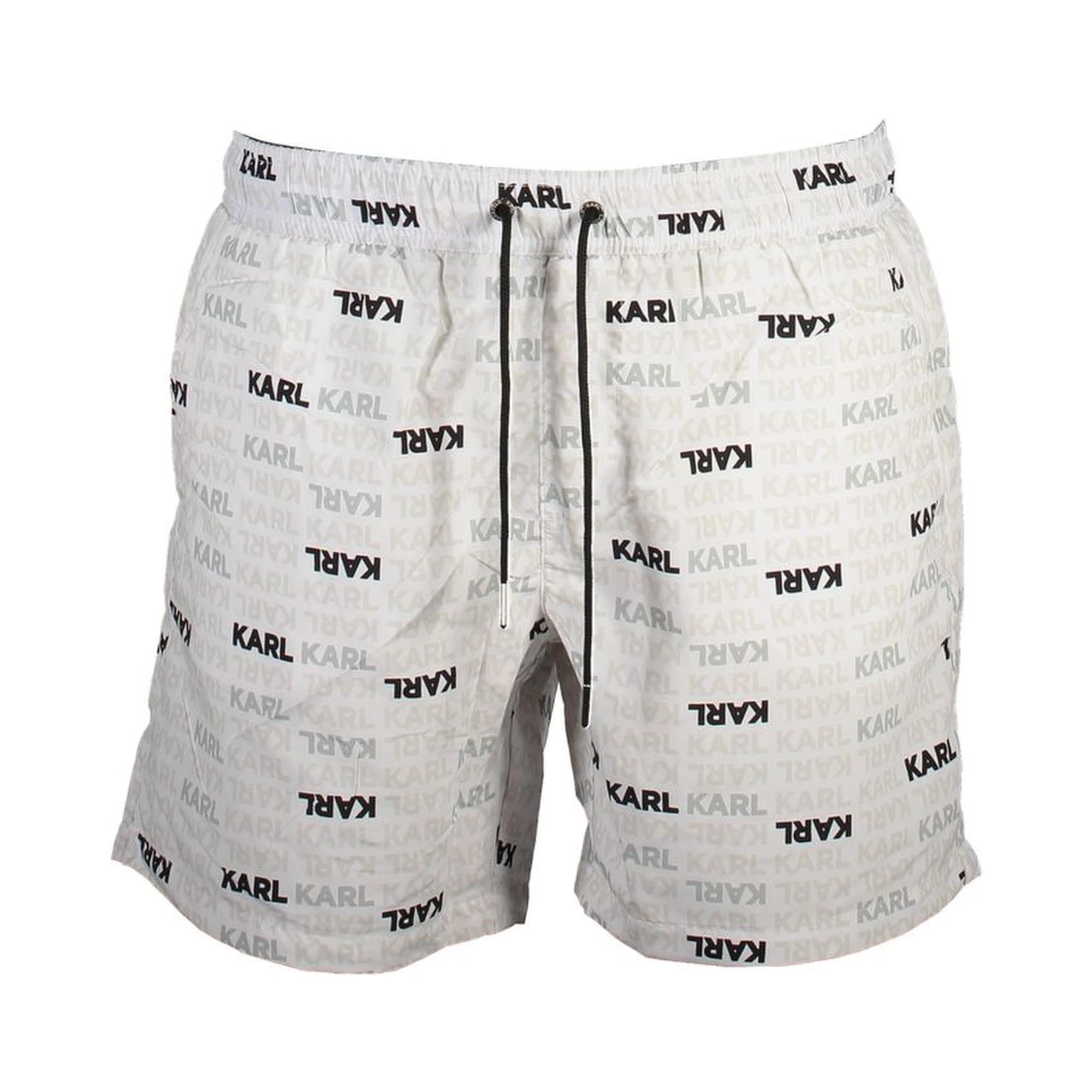 White Polyester Men's Swim Trunks