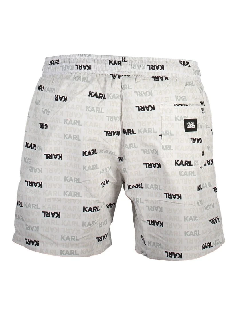 White Polyester Men's Swim Trunks