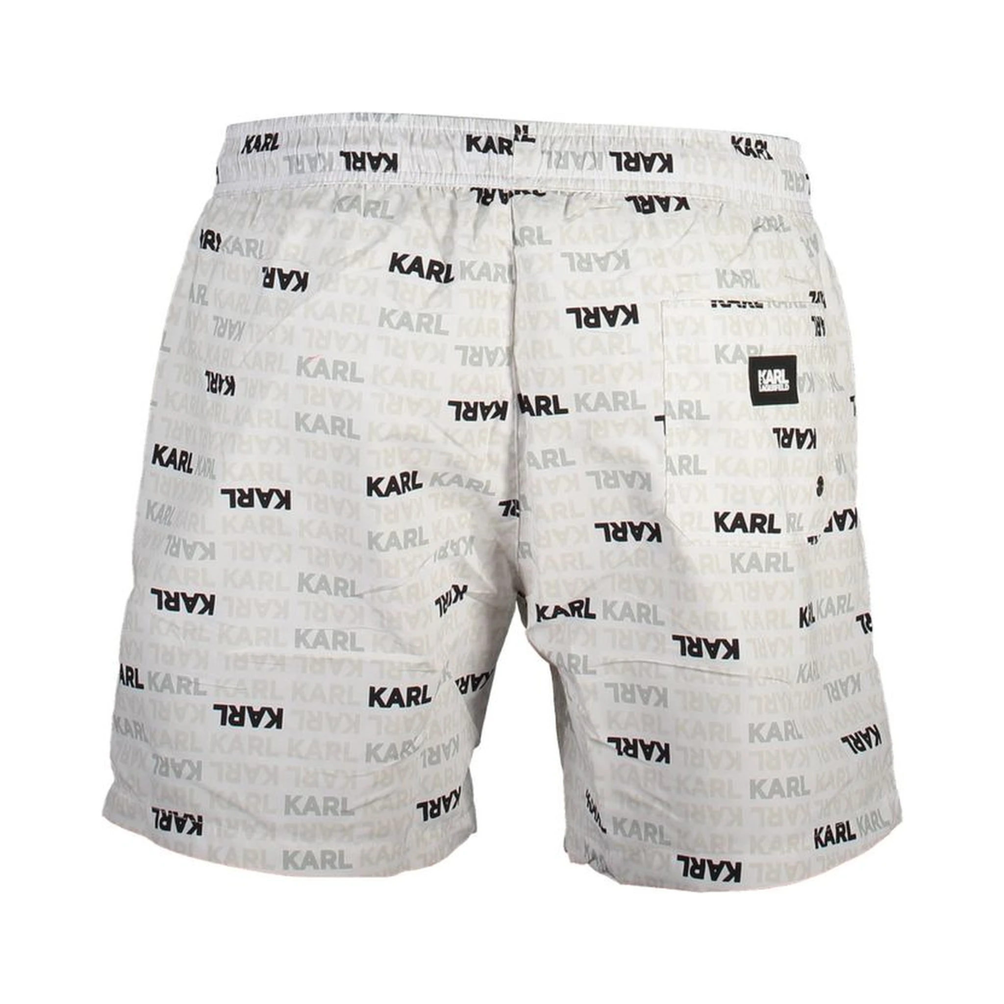White Polyester Men's Swim Trunks